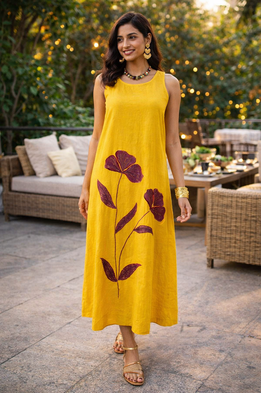 WRAP AROUND DRESS IN KHADI.